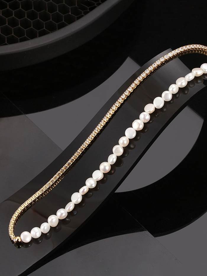 925 Sterling Silver Freshwater Pearl Irregular Minimalist Necklace