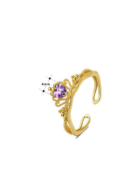 925 Sterling Silver Cubic Zirconia Crown Minimalist Band Ring