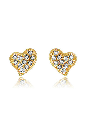 925 Sterling Silver Cubic Zirconia Heart Minimalist Stud Earring