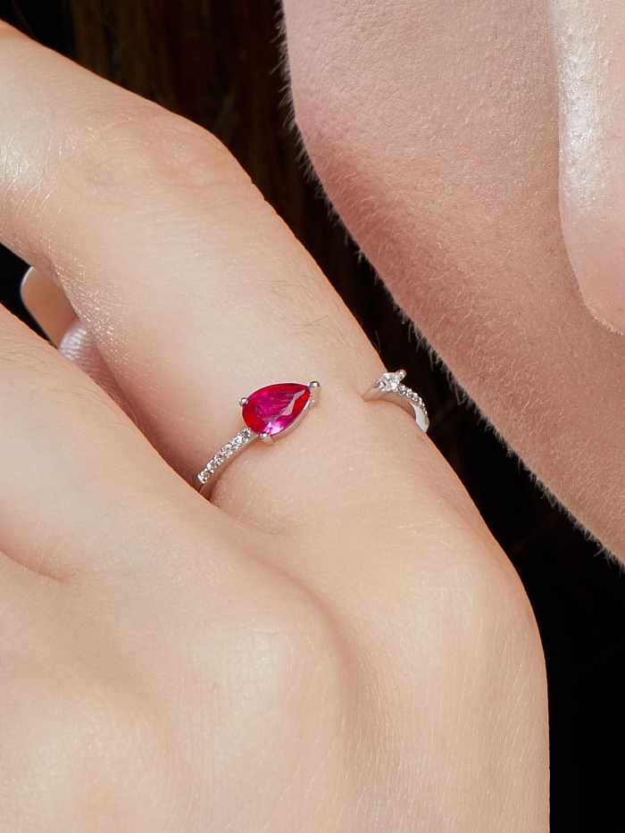 925 Sterling Silver Cubic Zirconia Water Drop Dainty Band Ring