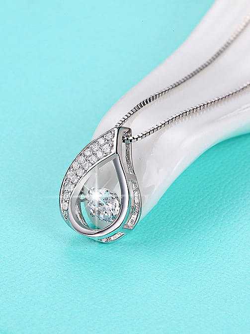 925 Sterling Silver Cubic Zirconia Water Drop Minimalist Necklace