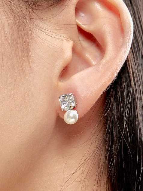 925 Sterling Silver Cubic Zirconia Geometric Cute Stud Earring