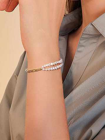 925 Sterling Silver Freshwater Pearl Irregular Minimalist Beaded Bracelet