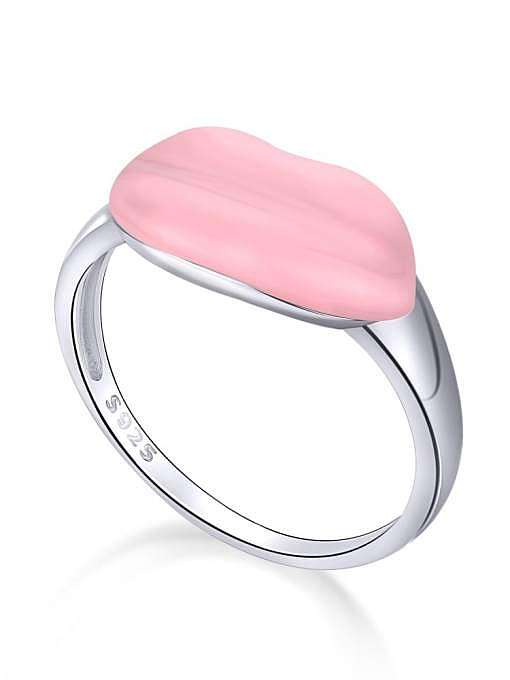 925 Sterling Silver Enamel Mouth Minimalist Band Ring