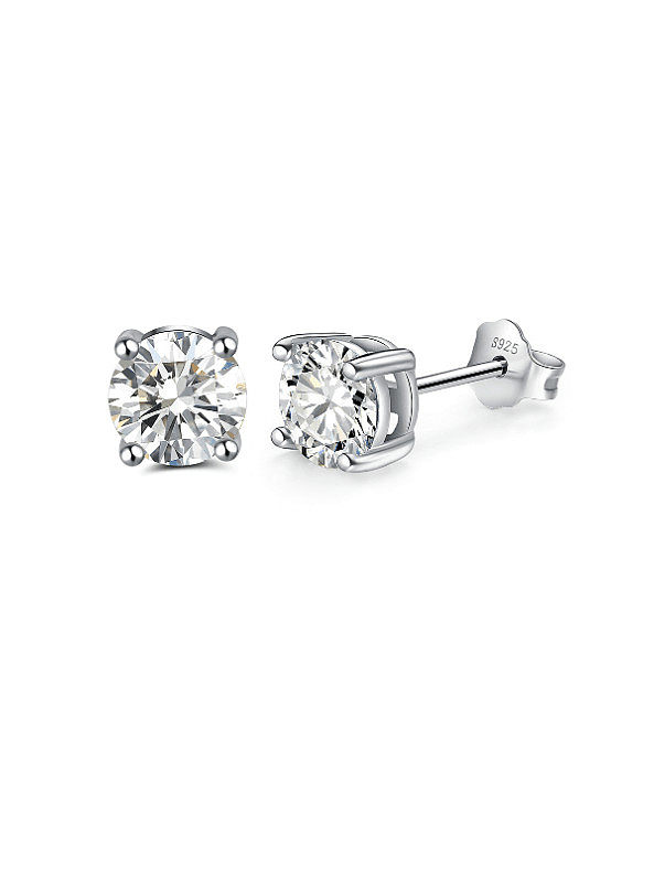 925 Sterling Silver Cubic Zirconia Geometric Minimalist Stud Earring