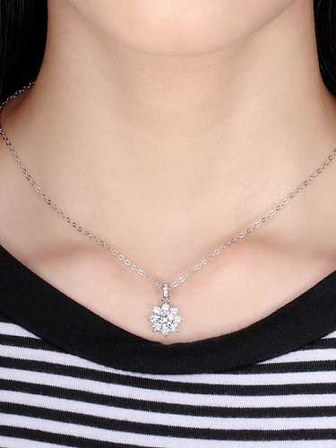 925 Sterling Silver Cubic Zirconia Flower Minimalist Necklace
