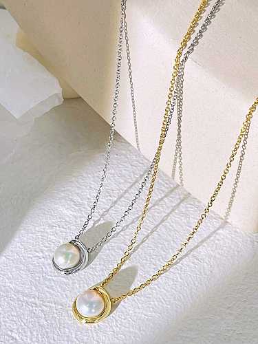 Collier minimaliste géométrique en argent sterling 925 avec perle d'imitation