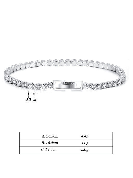 Bracelet perlé minimaliste géométrique en argent sterling 925 avec zircone cubique