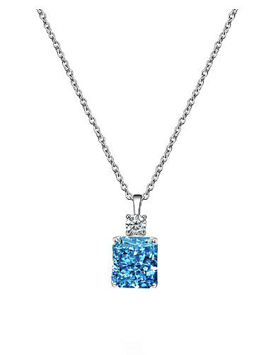 925 Sterling Silver Cubic Zirconia Geometric Luxury Necklace