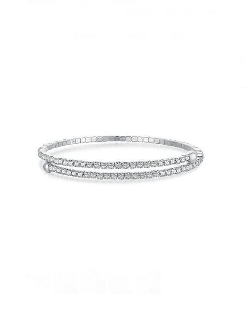 925 Sterling Silver Cubic Zirconia Geometric Luxury Strand Bracelet