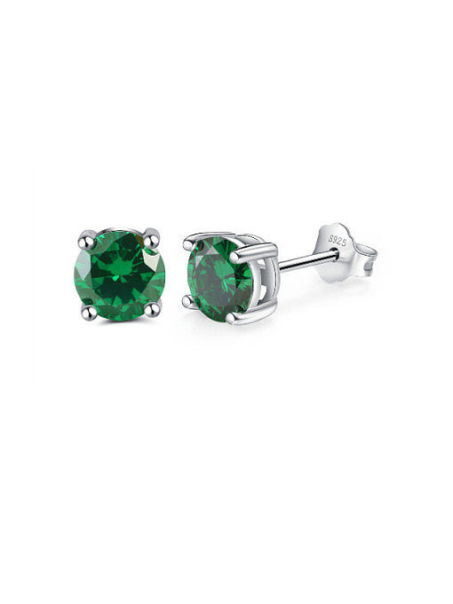 925 Sterling Silver Cubic Zirconia Geometric Minimalist Stud Earring