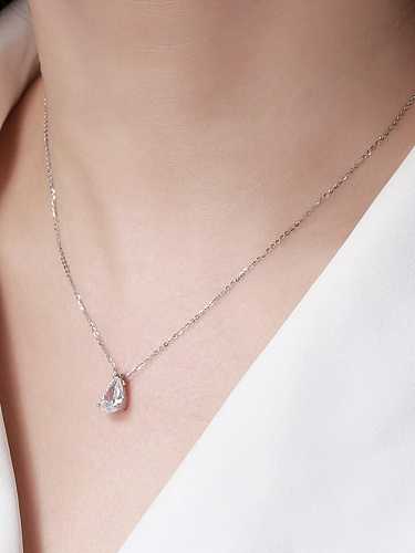 925 Sterling Silver Cubic Zirconia Water Drop Minimalist Necklace