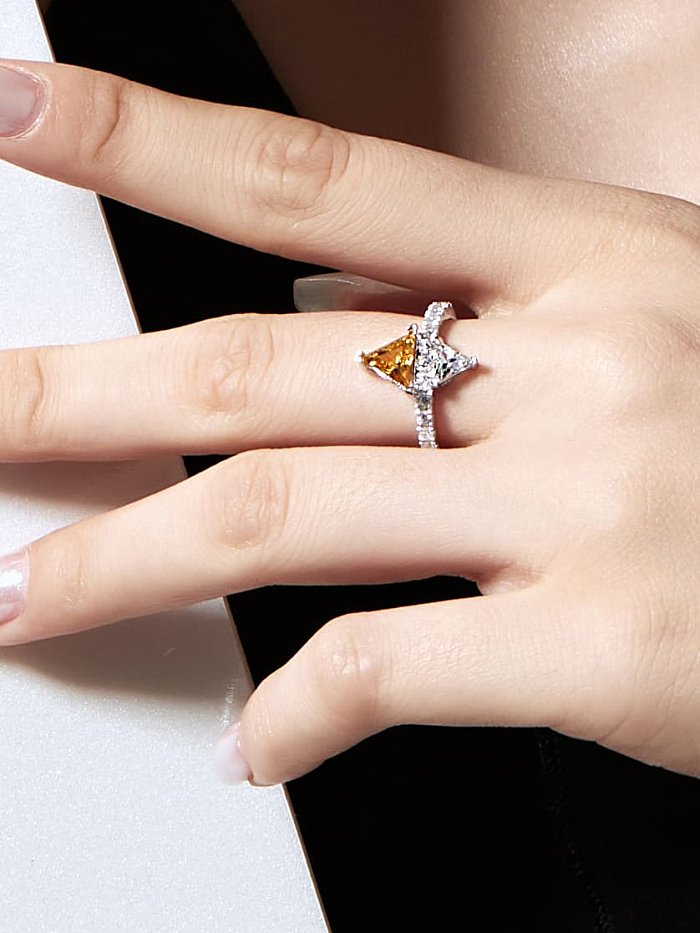 925 Sterling Silver Cubic Zirconia Geometric Luxury Band Ring