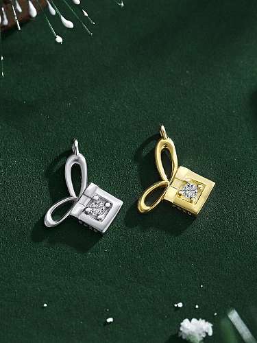 925 Sterling Silber Zirkonia Minimalistischer Geschenkbox-Cartoon-Anhänger