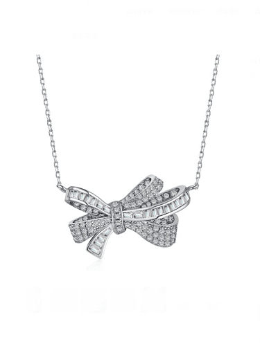 Collier de luxe papillon en argent sterling 925 avec oxyde de zirconium