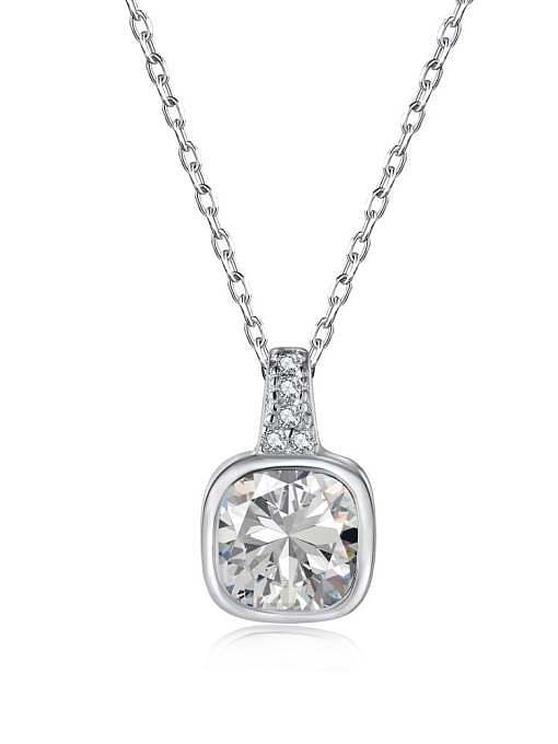 Collier minimaliste géométrique en argent sterling 925 avec zircon cubique