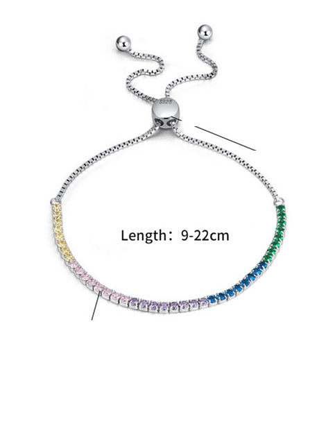 Bracelet réglable minimaliste géométrique en argent sterling 925 avec oxyde de zirconium