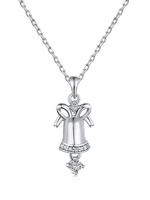 925 Sterling Silver Cubic Zirconia Bell Cute Necklace