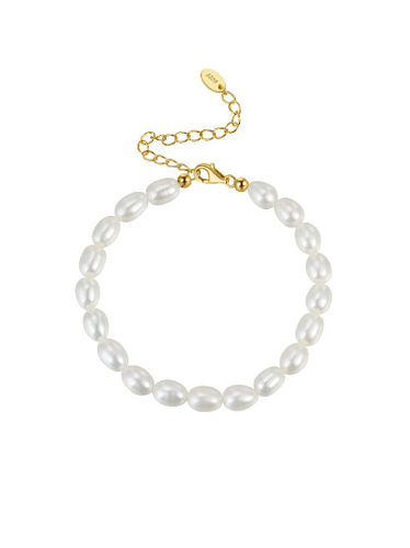 Bracelet perlé vintage irrégulier en argent sterling 925 avec perles d'eau douce