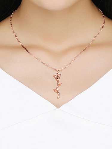 925 Sterling Silver Cubic Zirconia Flower Cute Necklace