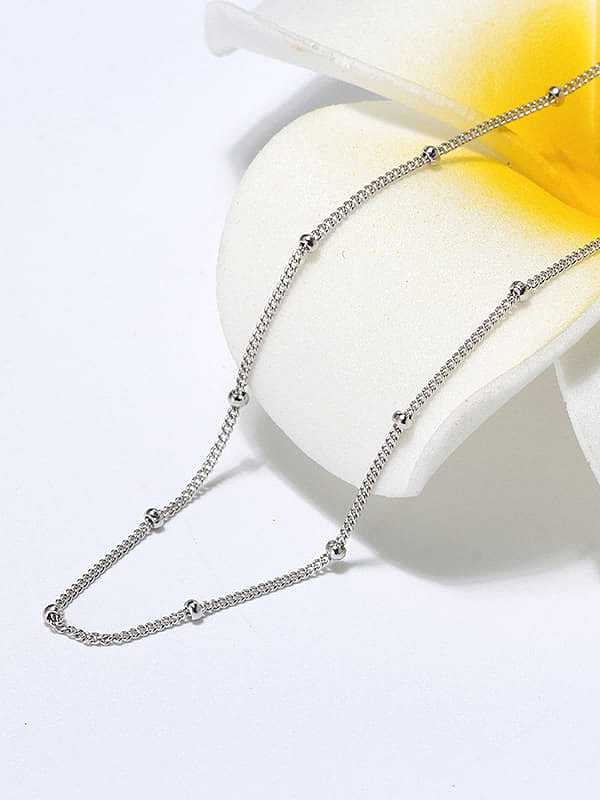 925 Sterling Silver Minimalist Sideways Bead Chain