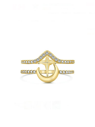 Minimalistischer stapelbarer Ring aus 925er Sterlingsilber mit Zirkonia-Kreuz