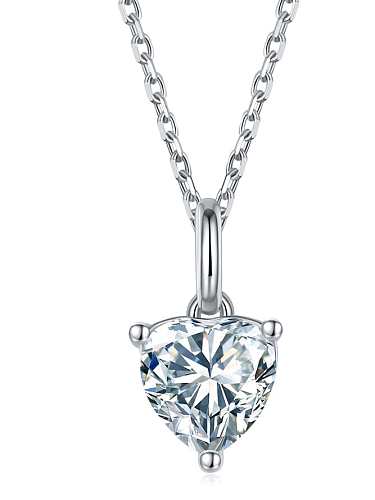 925 Sterling Silver Cubic Zirconia Heart Minimalist Necklace