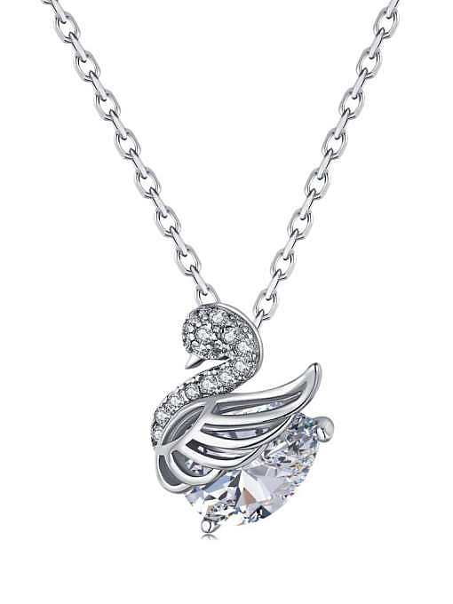 925 Sterling Silver High Carbon Diamond Luxury Swan Pendant Necklace