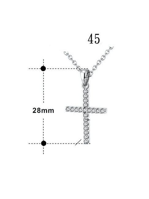 Collar religioso minimalista con cruz de circonita cúbica de plata de ley 925