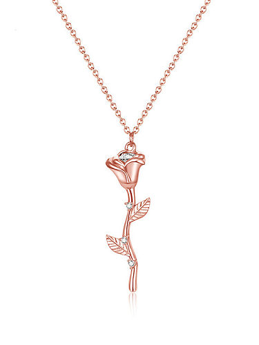 Collier mignon de fleur de zircon cubique en argent sterling 925