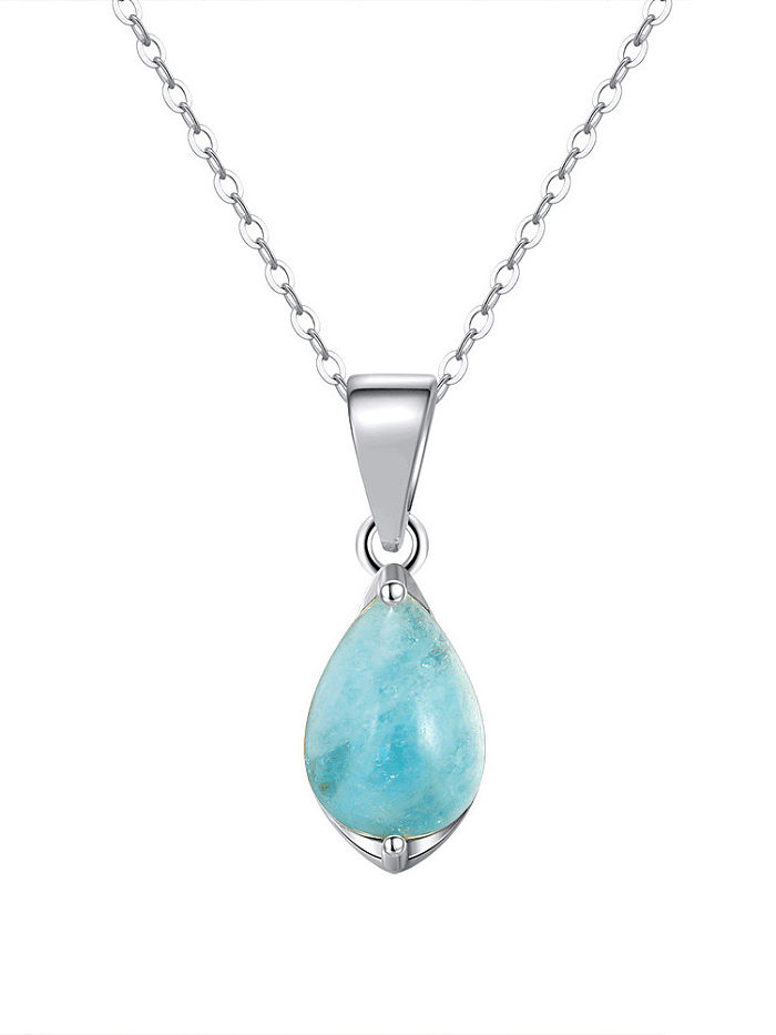 925 Sterling Silver Opal Water Drop Minimalist Necklace