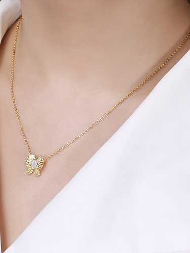 925 Sterling Silver Cats Eye Butterfly Vintage Necklace