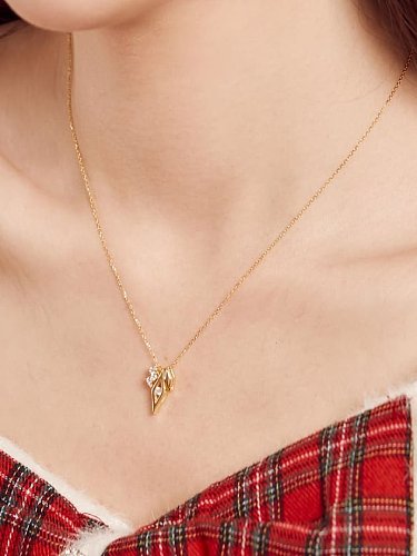 925 Sterling Silver Cubic Zirconia Geometric Minimalist Necklace