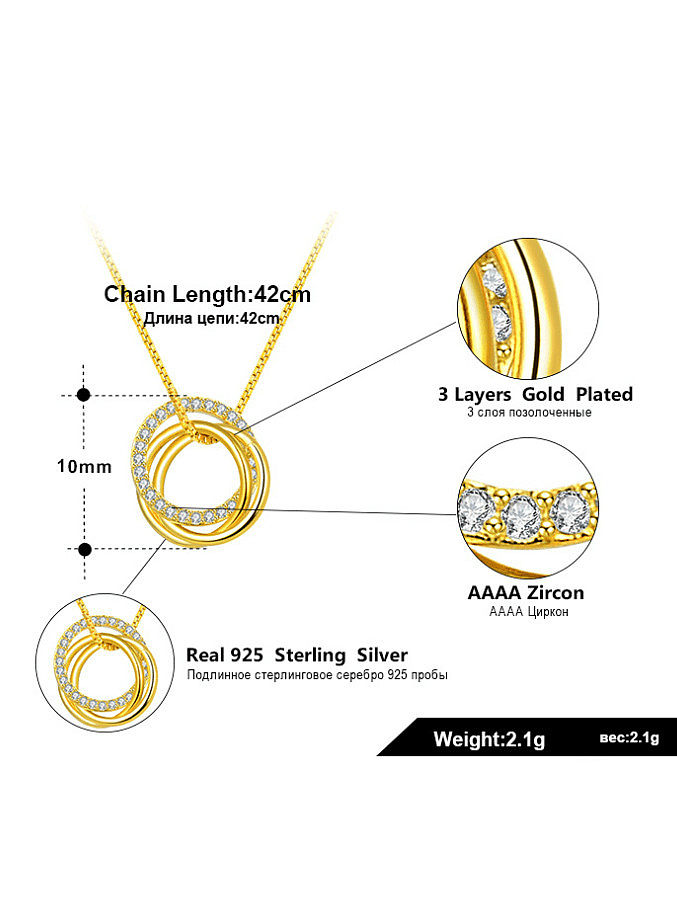925 Sterling Silver Cubic Zirconia Round Minimalist Necklace
