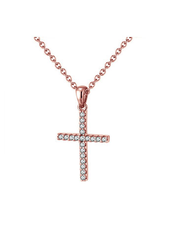 Minimalistische religiöse Halskette aus 925er Sterlingsilber mit Zirkonia-Kreuz