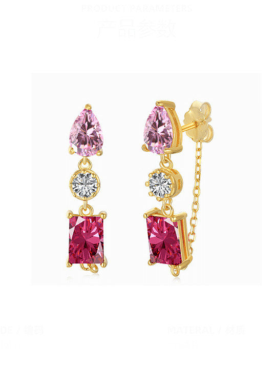 925 Sterling Silver 5A Cubic Zirconia Geometric Luxury Drop Earring