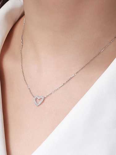 925 Sterling Silver Cubic Zirconia Heart Minimalist Necklace