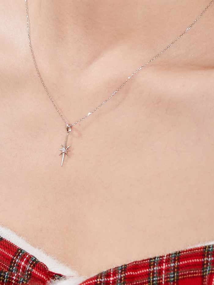 925 Sterling Silver Cubic Zirconia Christmas Seris Minimalist Necklace