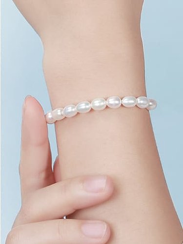 Bracelet perlé vintage irrégulier en argent sterling 925 avec perles d'eau douce