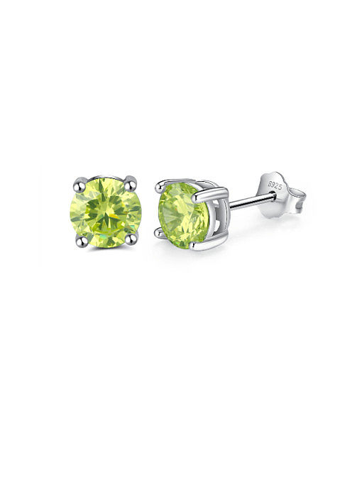 925 Sterling Silver Cubic Zirconia Geometric Minimalist Stud Earring