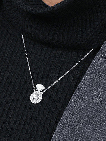 925 Sterling Silver Cubic Zirconia Flower Minimalist Necklace