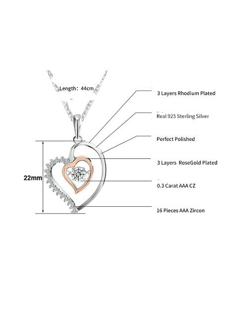 Collar minimalista de corazón de circonita cúbica de plata de ley 925