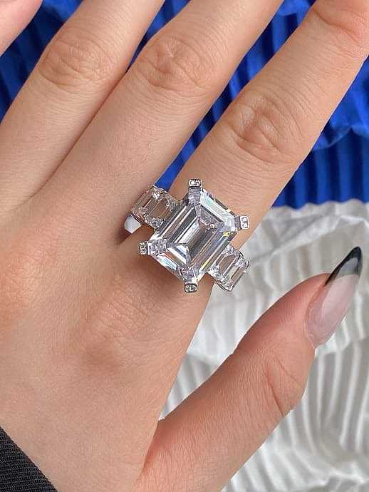 925 Sterling Silver Cubic Zirconia Geometric Luxury Band Ring