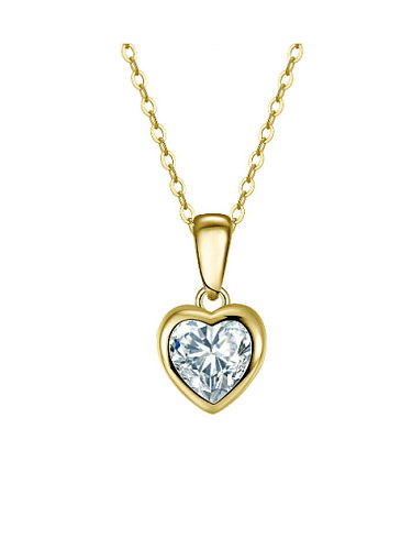 925 Sterling Silver Cubic Zirconia Heart Minimalist Necklace