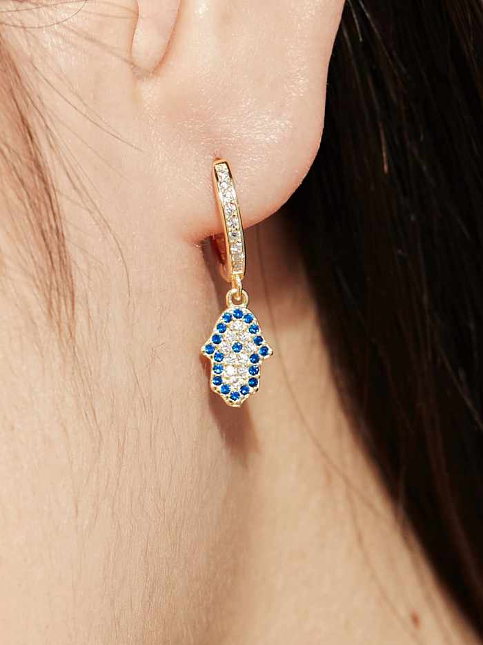 925 Sterling Silver Cubic Zirconia Palm Minimalist Huggie Earring