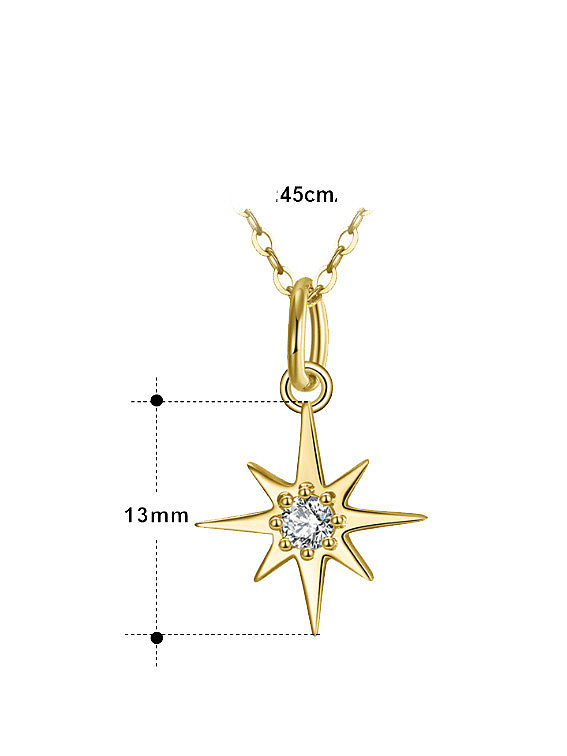 925 Sterling Silver Rhinestone Pentagram Minimalist Necklace