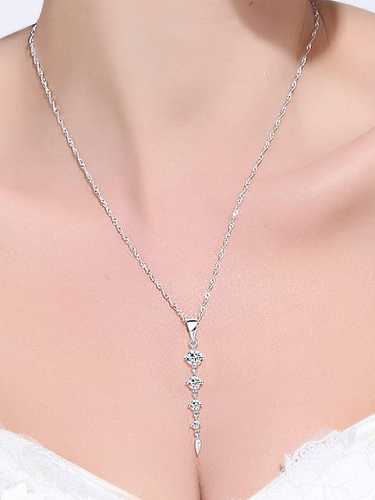 925 Sterling Silver Cubic Zirconia Tassel Minimalist Necklace
