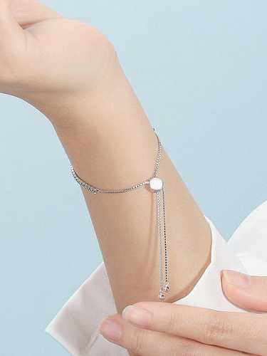 925 Sterling Silver Cubic Zirconia Geometric Minimalist Adjustable Bracelet