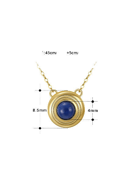 925 Sterling Silver Natural Stone Geometric Vintage Necklace