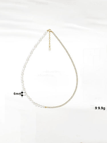 925 Sterling Silver Freshwater Pearl Irregular Minimalist Necklace